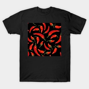 Chili peppers on black T-Shirt
